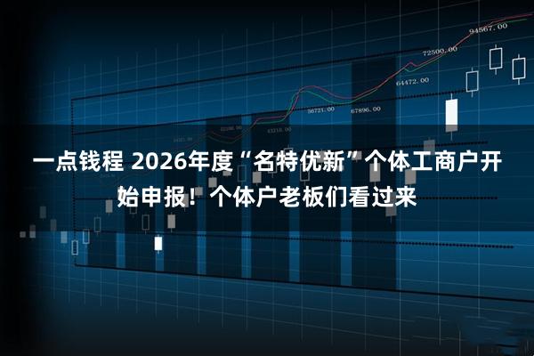 一点钱程 2026年度“名特优新”个体工商户开始申报！个体户老板们看过来